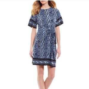 Michael Michael Kors SS Blue Snakeskin Belted Dress size M